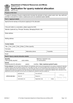 Application for quarry material allocation