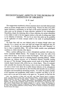 Psychodynamic Aspects of the Problem of Definition of Obscenity