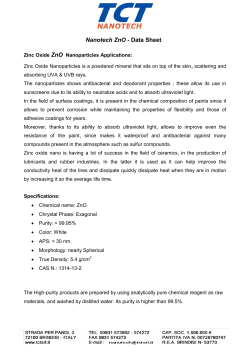 Nanotech ZnO - Data Sheet
