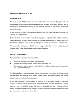 PREPARING A BUSINESS PLAN