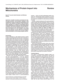 Mechanisms of Protein Import into Mitochondria Review