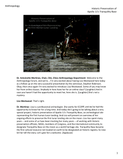 1 Anthropology Historic Preservation of Apollo 11`s Tranquility Base