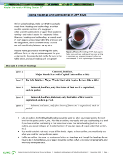 Level 1 Centered, Boldface, Major Words Start with Capital Letters