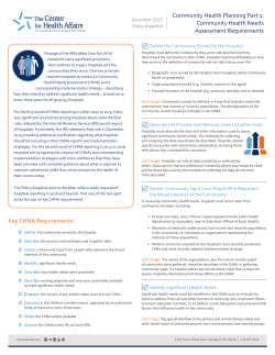 December 2015 Policy Snapshot - The Center for Health Affairs