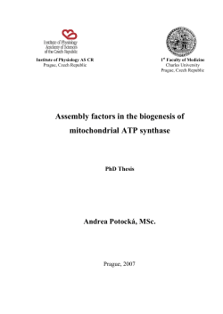 Assembly factors in the biogenesis of mitochondrial ATP synthase