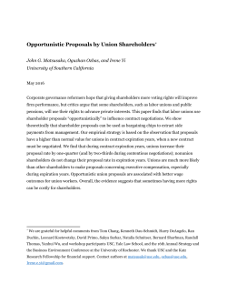 Opportunistic Proposals by Union Shareholders