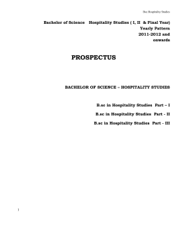 B.Sc. Hospitality Studies