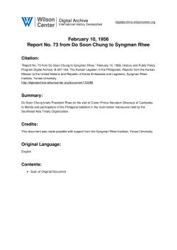 February 10, 1956 Report No. 73 from Do Soon Chung to Syngman
