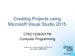 Creating Projects in Visual Studio 2015