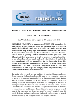 UNSCR 2334: A Sad Disservice to the Cause of Peace