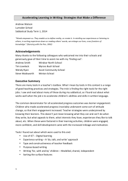 Accelerating Learning in Writing: Strategies that Make a Difference