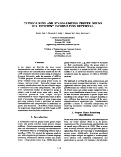 Categorization and Standardizing Proper Nouns for Efficient