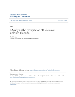 A Study on the Precipitation of Calcium as Calcium