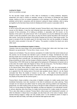 Looking for Utopia Call for an exhibition concept For the city