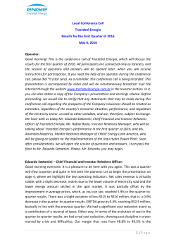 Local Conference Call Tractebel Energia Results for the First