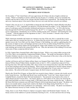 Honoring Our Veterans - Alpine Historical Society