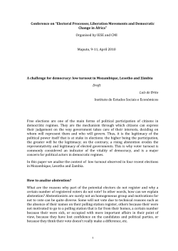 Low Turnout in Mozambique, Lesotho and Z&acirc;mbia