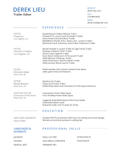 Resume - Derek Lieu
