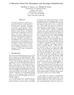 A Bayesian Model For Morpheme and Paradigm Identification