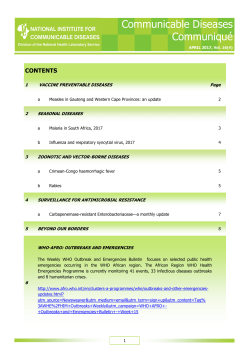 Communicable Diseases Communiqu&eacute;