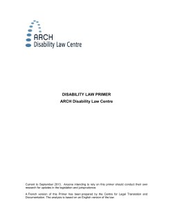 DISABILITY LAW PRIMER ARCH Disability Law Centre