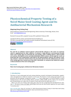 Physicochemical Property Testing of a Novel Maize Seed Coating