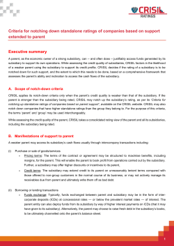 Criteria for notching down standalone ratings of companies
