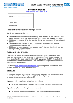 Referral Checklist - South West Yorkshire Partnership NHS