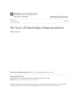 "Facts" of Federal Subject Matter Jurisdiction