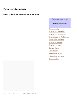 Postmodernism - Wikipedia, the free encyclopedia