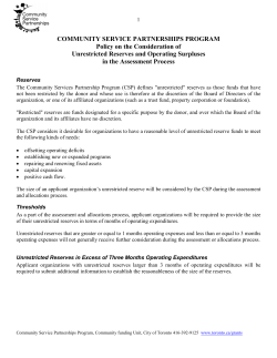 Unrestricted Reserves Factsheet