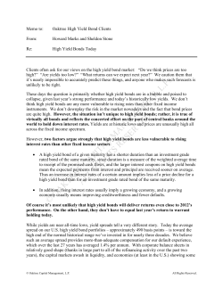 High Yield Bonds Today