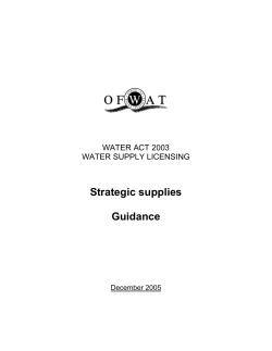Strategic supplies Guidance
