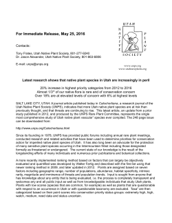 For Immediate Release, May 25, 2016