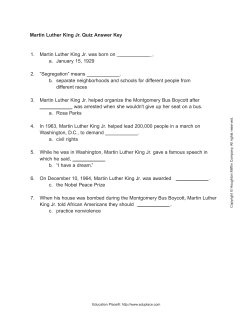 Martin Luther King Jr. Quiz Answer Key