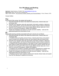 Eco 340: Money and Banking Plan Do