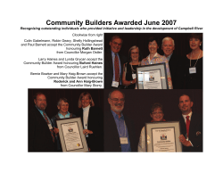Community Builders Awarded June 2007