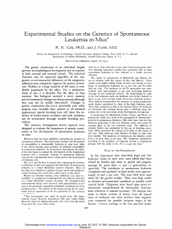 Experimental Studies on the Genetics of