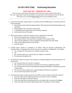 cemetery act 2016 - Indiana Funeral Directors Association