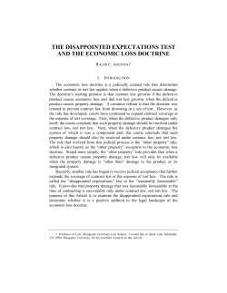 The Disappointed Expectations Test and the Economic Loss Doctrine