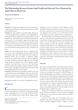The Relationship Between Serum Lipid Profile and Selected Trace