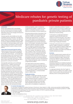 Medicare rebates for genetic testing of paediatric private patients