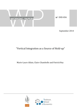 Vertical Integration as a Source of Hold‐up