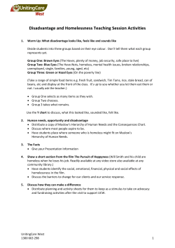 Disadvantage and Homelessness Activities
