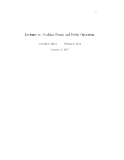 Lectures on Modular Forms and Hecke Operators