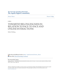 thwarted belongingness in relation to face-to