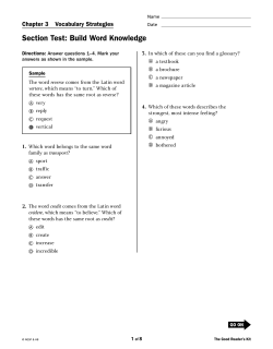 Section Test: Build Word Knowledge