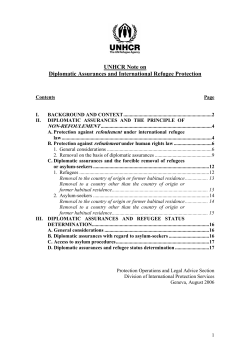 UNHCR Note on Diplomatic Assurances and