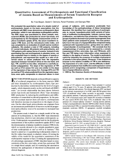 Quantitative Assessment of Erythropoiesis and
