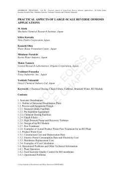 Practical Aspects of Large-Scale Reverse Osmosis Applications